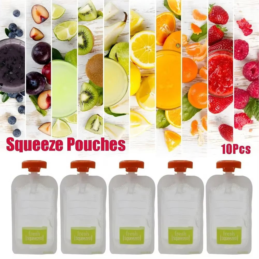 Reusable Baby Food Pouches – Set of 10